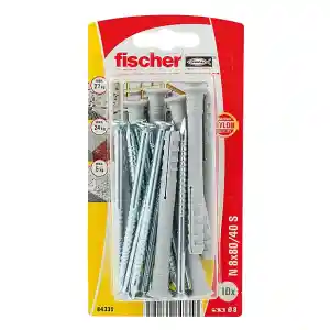 Fischer Hammerfix Nylon Wall Plug with Galvanized Countersunk Head Screw, N 8x 80/40 S (Pack of 10) - 84335