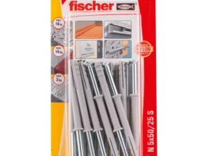 Fischer Hammerfix with Galvanized Countersunk Head Screw & Nylon Wall Plug, 5x50 mm (Pack of 20) - 45477