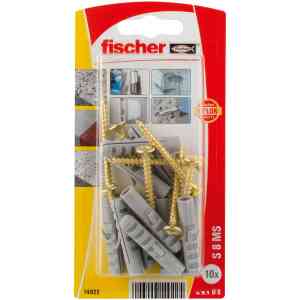 Fischer Nylon Expansion Plug S 8 MS with Screw, Pack of 10 - 14922
