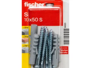 Fischer Nylon Expansion Plug with Screw, S 10x50 S NV (Pack of 5) - 84323