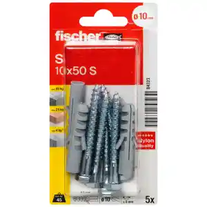 Fischer Nylon Expansion Plug with Screw, S 10x50 S NV (Pack of 5) - 84323