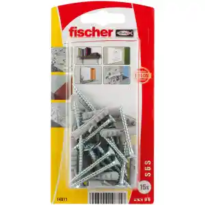 Fischer Nylon Expansion Plug with Screw, S 6 S K NV (Pack of 15) - 14871