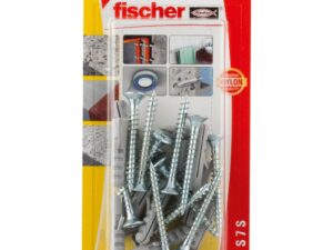 Fischer Nylon Expansion Plug with Screw, S 7 S K NV (Pack of 12) - 14887