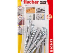 Fischer Nylon Hammerfix with Galvanized Countersunk Head Screw & Wall Plug Set, 5x30 mm (Pack of 20) - 45476