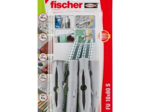 Fischer Nylon Universal Plug with Screw, FU 10x60 S (Pack of 4) - 84328