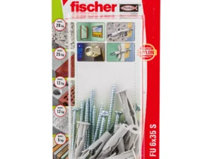 Fischer Nylon Universal Plug with Screw, FU 6x35 S (Pack of 10) - 84326