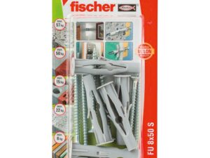 Fischer Nylon Universal Plug with Screw, FU 8x50 S (Pack of 6) - 84327