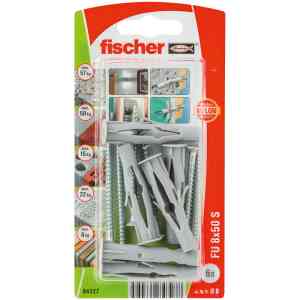 Fischer Nylon Universal Plug with Screw, FU 8x50 S (Pack of 6) - 84327