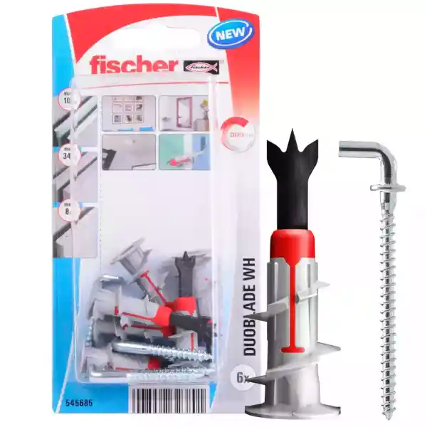 Fischer Plasterboard Fixing DuoBlade Wall Plug with Screw, WH K NV (Pack of 6) - 545685