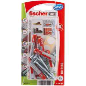 Fischer Shelf Fixing DuoPower RB 8x40 Wall Plug with Countersunk Head Screw (Pack of 8) - 535959