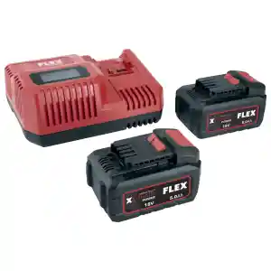 Flex P-Set 55 R Battery Pack, 2 x 5.0 Ah Batteries & Charger Set - 507695