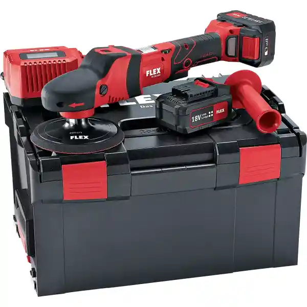 Flex PE 150 18.0-EC/5.0 Cordless Rotary Polisher Set, 18V with 2x5.0 Ah Battery, Charger & Carrying Case - 447153