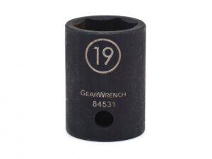 Gearwrench 1/2" Drive 6 Point Standard Impact Metric Socket, 19mm - 84531