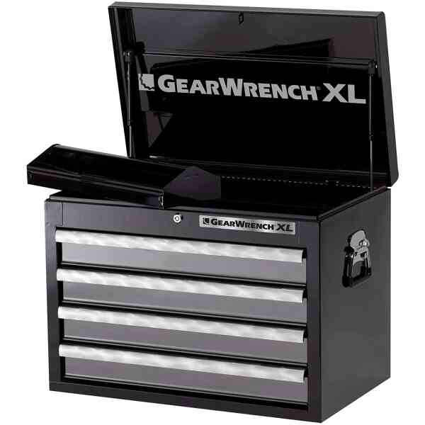 Gearwrench 26" XL Series 4 Drawer Top Chest Tool Storage, Black/Silver - 83154