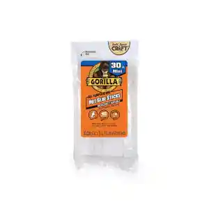 Gorilla 30-Count Mini Hot Glue Sticks, 4 in. x .27 in. (101 mm x 6.8 mm), Clear