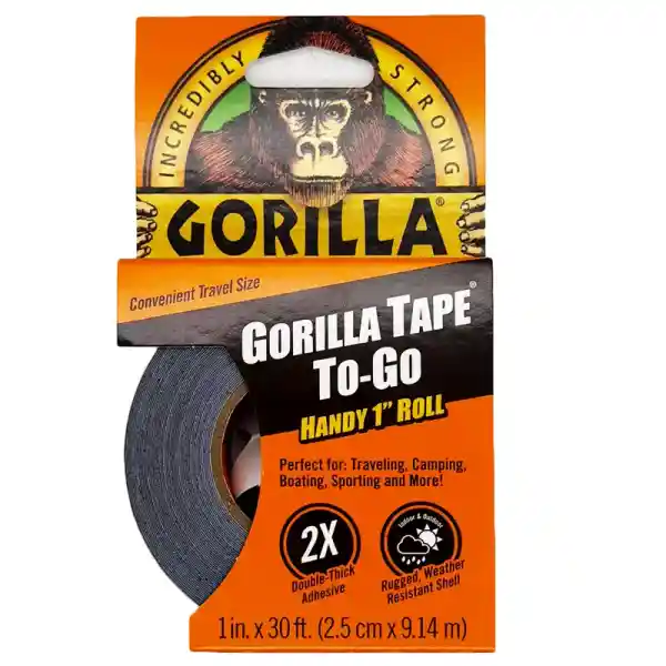 Gorilla To-Go Handy Roll Duct Tape, 1 in. x 30 ft. (2.5 mm x 9.14 m) - Black
