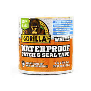 Gorilla Waterproof Patch & Seal Tape, 4 in. x 10 ft./Roll (10.16 cm x 3.04 m) - White