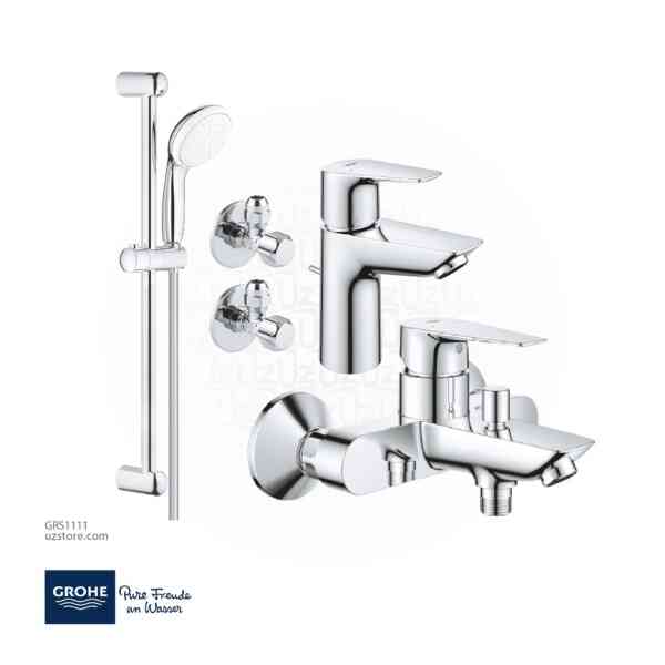 GROHE BauEdge Bundle 106 ( Basin Mixer + Shower Mixer + Shower Set +2 Angle Valves)