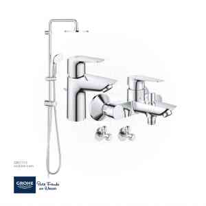 GROHE Bundle 113 ( Basin Mixer + Shower Mixer + Rain Shower Set + 2 angle Valves )