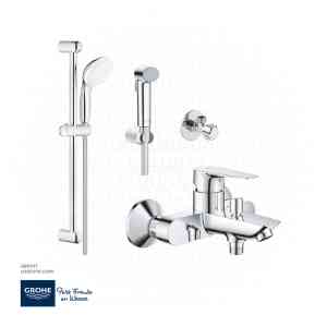 GROHE Bundle 117 (Bauedge New Shower Mixer + Shower Kit + Shattaf + Angle Valve)