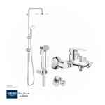 GROHE Bundle 118 (Bauedge New Shower Mixer + Rain Shower Set + Shattaf + Angle Valve)