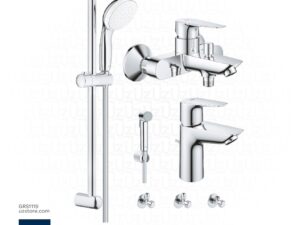 GROHE Bundle 119 (Bauedge New Shower Mixer + Shower Kit + Shattaf + 3 Angle Valve + Wash Basin Mixer)