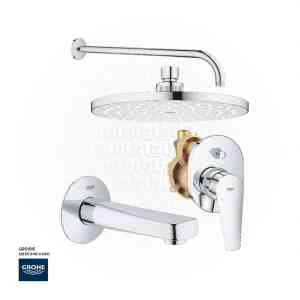 GROHE Concealed Shower Bundle 515 (BauEdge OHM set bath +Concealed body+ Head Shower 20 cm +shower arm 40 cm +Bath spout )