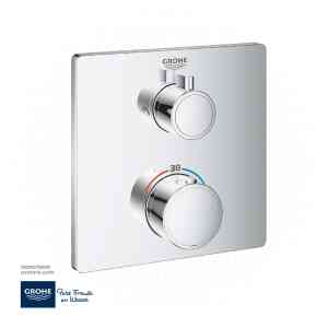 GROHE Grohtherm Safety shower mixer for 2 outlets with integrated shut off/diverter valve , 24079000 , chrome