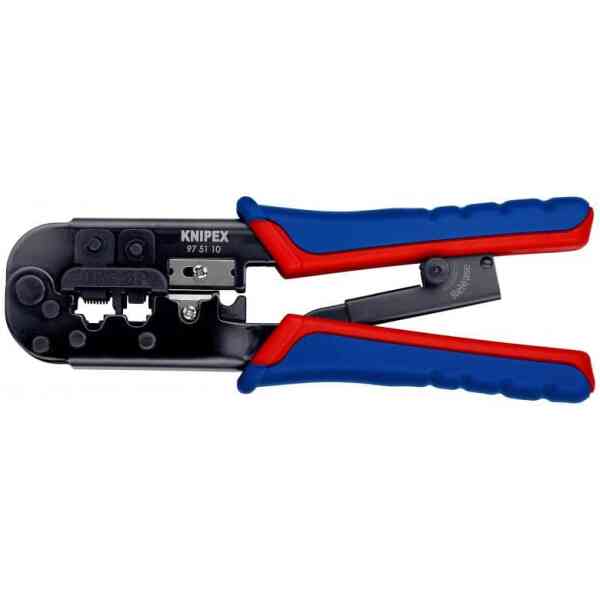 Knipex Crimping Pliers for Western Plugs with Multi-Component Grips, 190 mm - 97 51 10