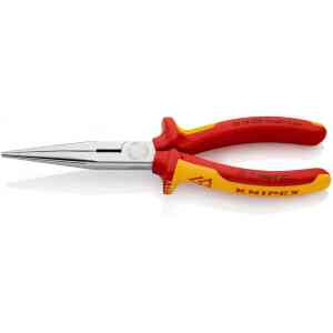 Knipex Insulated VDE Snipe Nose Side Cutting Pliers (Stork Beak Pliers) with Multi-Component Grips, 200 mm - 26 16 200 SB