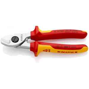 Knipex VDE Insulated Cable Shears with Multi-Component Grips, 165 mm - 95 16 165 SB