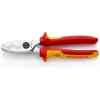 Knipex VDE Insulated Cable Shears with Twin Cutting Edge & Multi-Component Grips, 200 mm - 95 16 200 SB