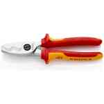 Knipex VDE Insulated Cable Shears with Twin Cutting Edge & Multi-Component Grips, 200 mm - 95 16 200 SB