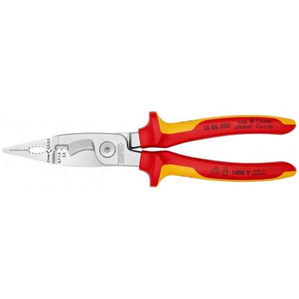 Knipex VDE Insulated Pliers for Electrical Installation with Multi-Component Grips, 200 mm - 13 86 200 SB