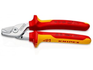 Knipex VDE Insulated StepCut Cable Shears with Multi-Component Grips, 160 mm - 95 16 160 SB