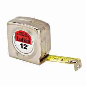 Lufkin 3/4" x 12' Mezurall® Chrome Case Engineer's Yellow Clad Power Return Tape Measure - W9312D