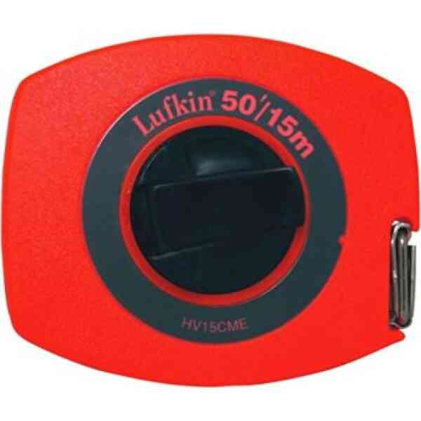 Lufkin 50'/15m Hi-Viz® Orange Universal Lightweight SAE/Metric Yellow Clad Dual Sided Tape Measure - HV15CME