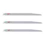 Milwaukee 3 Pc. Wood and Plastic Reciprocating Sawzall Blades, 300x6 TPI - 48001079