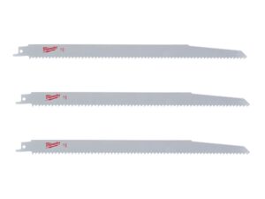 Milwaukee 3 Pc. Wood and Plastic Reciprocating Sawzall Blades, 300x6 TPI - 48001079