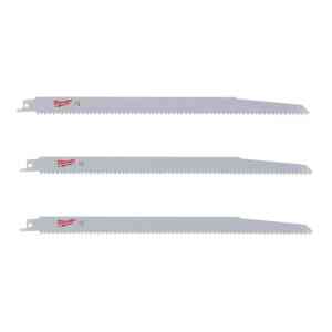 Milwaukee 3 Pc. Wood and Plastic Reciprocating Sawzall Blades, 300x6 TPI - 48001079