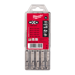 Milwaukee® 5 Pc. MX4™ SDS-Plus 4-Cut Hammer Drill Bits Set - 4932352833