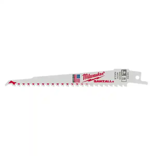 Milwaukee 5 Pc. SAWZALL® Nail Embedded Wood Blades, 6"x5 TPI - 48005035