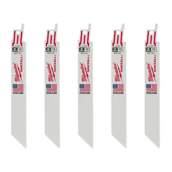 Milwaukee 5 Pc. Thin Kerf Metal SAWZALL® Blade, 6"x14 TPI - 48005182