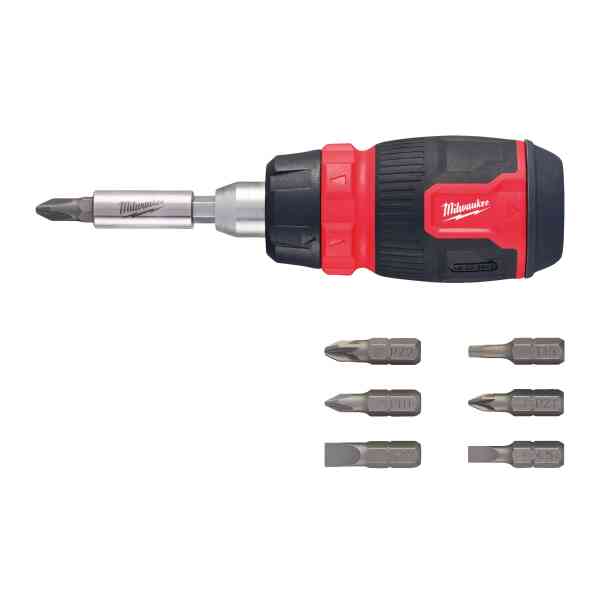 Milwaukee 8 in 1 Compact Ratcheting Multi-Bit Screwdriver - 4932480581