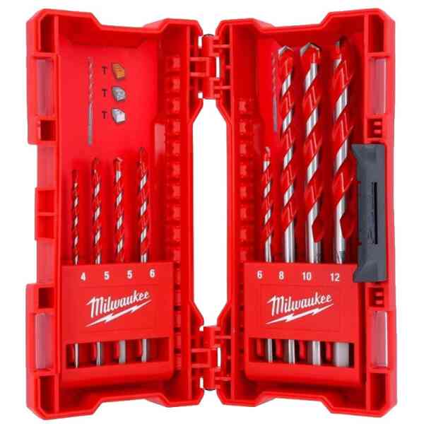 Milwaukee 8 Pc. 3 Flat Shank Premium Concrete Drill Bits Set - 4932471192