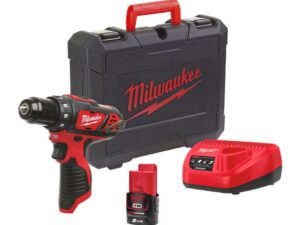 Milwaukee M12BDD-201C 3/8” 12V Sub Compact Brushed Percussion Drill Driver Kit with 1x2.0 Ah Battery, Charger and Case - 4933479439