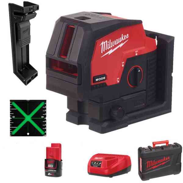 Milwaukee M12CLLP-301C Green Cross Line and Plumb Points Laser - 4933478100