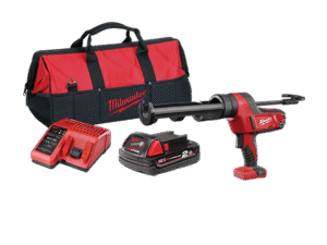 Milwaukee M18™ C18PCG/310C-201B Caulk Gun with 310ml Canister Kit with 1 x 2.0 Ah Battery, Charger & Tool Bag - 4933441310