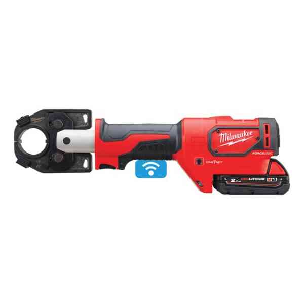 Milwaukee M18HCCT-201C Force Logic™ ONE-KEY™ Hydraulic 53 KN Cable Crimper Set with 1 x 2.0 Ah Battery Charger & Case - 4933451194