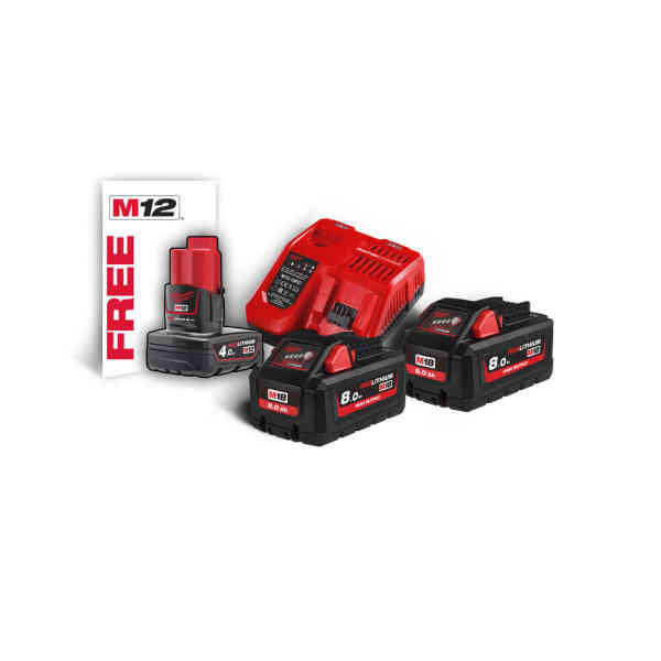 Milwaukee M18HNRG-802 8.0Ah HD High Output Battery & Charger Set - 4933471073